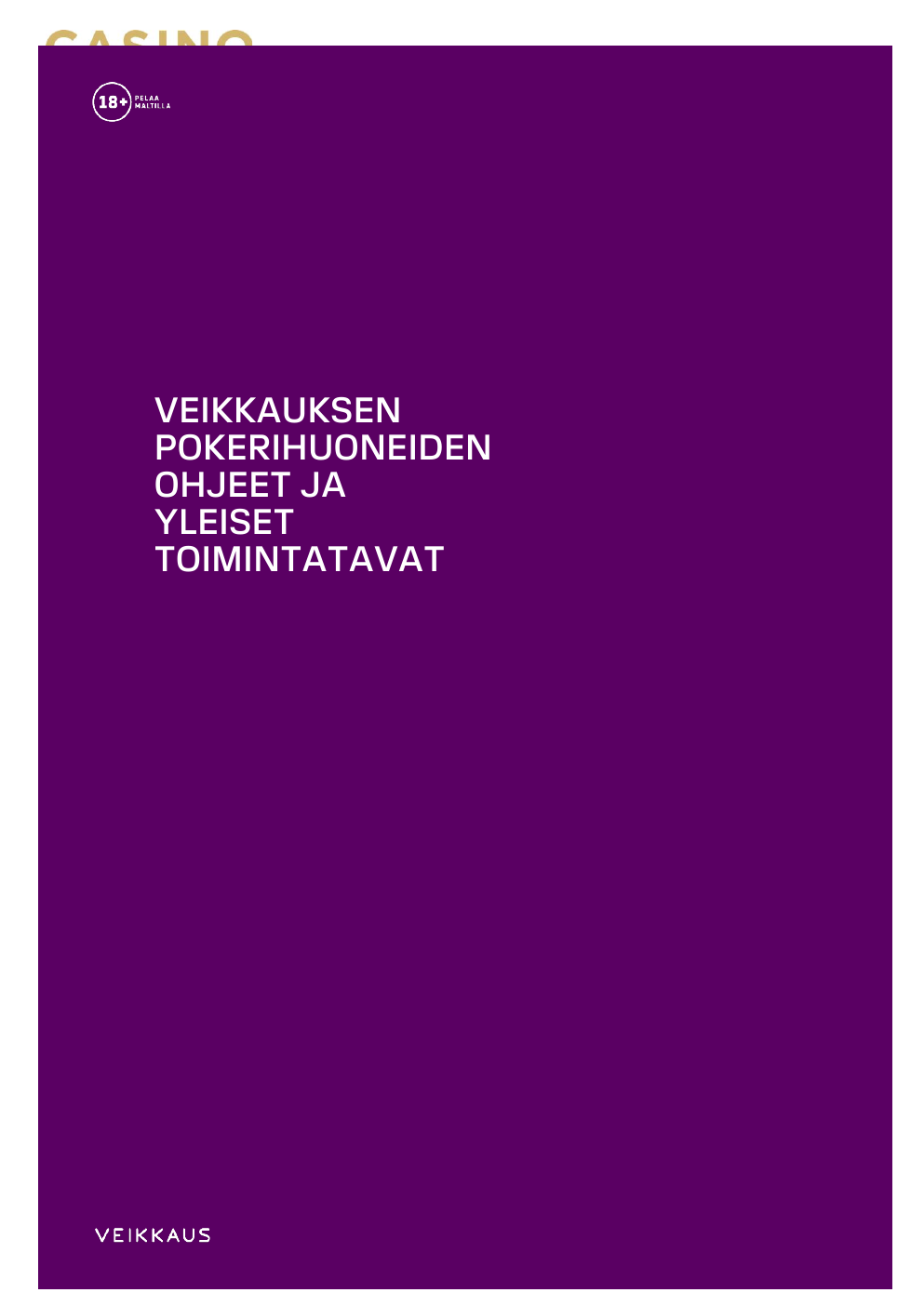 Veikkaus Casino Helsinki poker room instructions cover